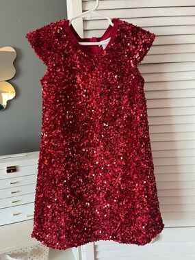 cupcakes & cashmere Girls Red Sequin Shift Dress